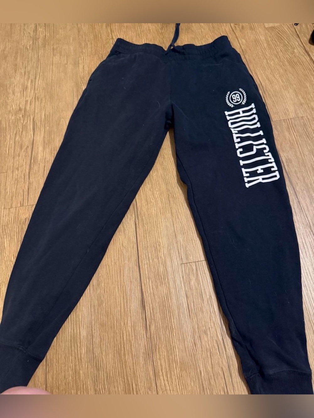 Hollister Black Sweat Joggers with White Side Logo